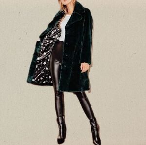 Avec Les Filles Dark Green Teddy Winter Coat